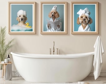Retrato de mascota personalizado, regalo de Navidad único, arte de pared para baño, decoración del hogar, descarga digital