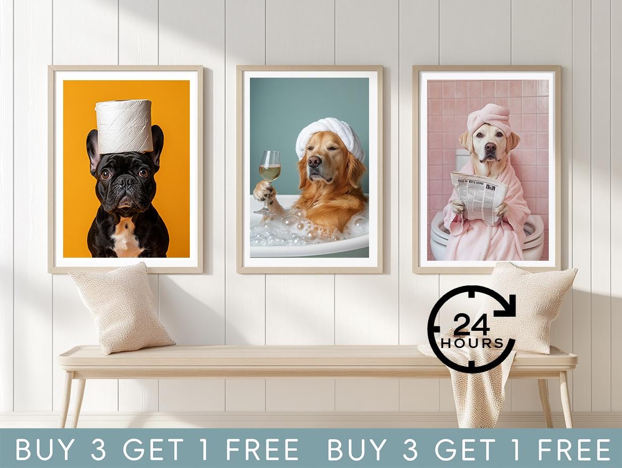 Personalized Gift Pet Digital Portrait,Bathroom Art,Dog Cat in Toilet,Custom Portrait,Printable Gift,Wall Art,Home Decor,Digital Download