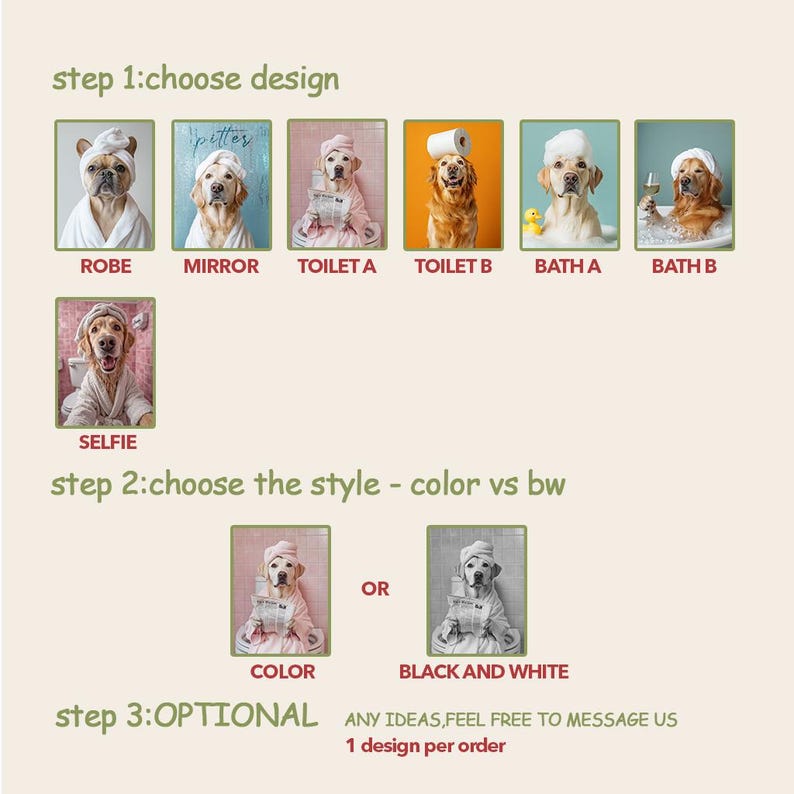 Retrato de mascota personalizado, arte de pared divertido para baño con perro, decoración del hogar, descarga digital imagen 10