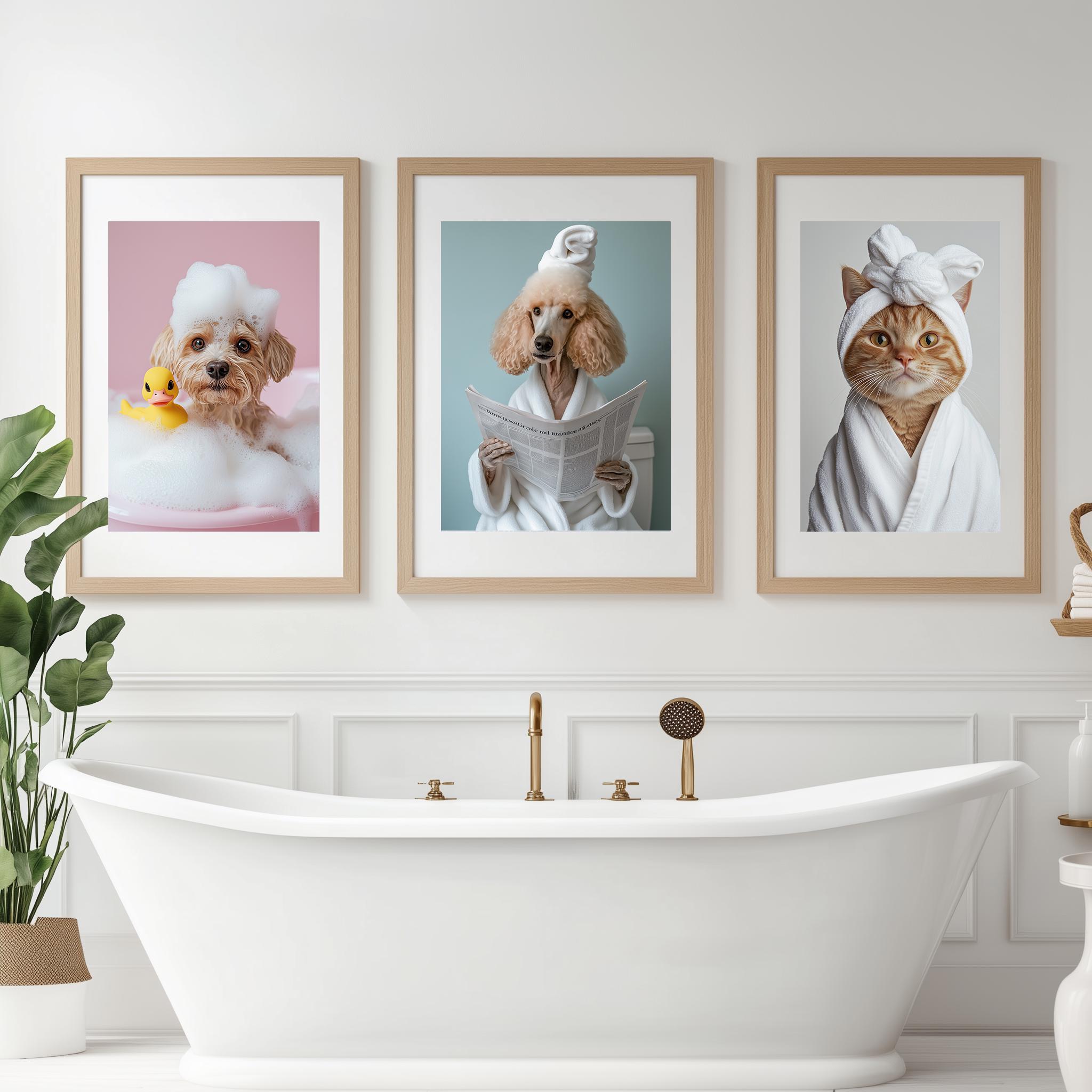 Personalized Gift Pet Digital Portrait,Bathroom Art,Dog Cat in Toilet,Custom Portrait,Printable Gift,Wall Art,Home Decor,Digital Download