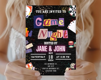 Printable Game Night Invitation | Customizable Party Invite | Instant Download | Fun Family and Friends Gathering | Game Night Flyer Idea