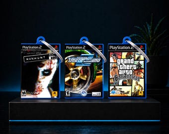 Portachiavi PS2 | Portachiavi con custodia per minigiochi Playstation 2 | Regalo retrò per nerd e geek | Accessorio in resina fatto a mano
