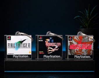 PS1 Keychain | Playstation 1 Mini Game Case | Retro Gaming Gift | Nerd & Geek Accessory | Handmade Resin Keychain