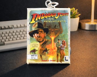 Indiana Jones and the Fate of Atlantis Big Box Keychain | Mini BigBox | Retro Gaming Gift | Nerd & Geek Accessory