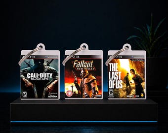 PS3 Keychain | Playstation 3 Mini Game Case | Retro Gaming Gift | Nerd & Geek Accessory | Handmade Resin Keychain