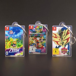 Porte-clés Nintendo Switch | Coffret Mini Jeu | Cadeau de jeu rétro | Accessoire Nerd & Geek | Porte-clés fait main en résine synthétique