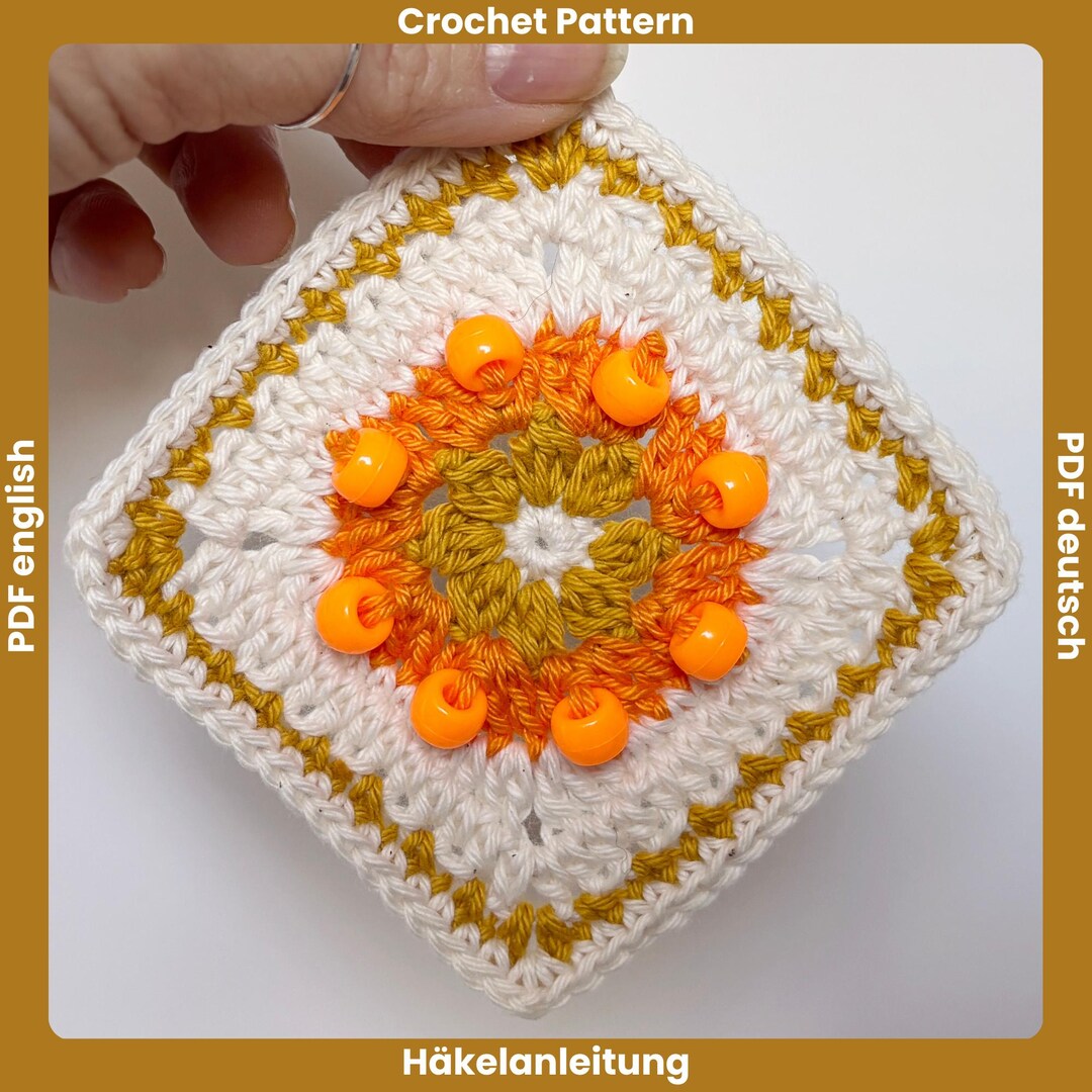 Sunburst Granny Square Crochet Pattern With Beads | Beaded Crochet ...