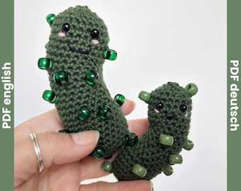 Emotional Support Pickle, Beaded Crochet Fidget Pattern Positive Pickle, Crochet Fidget Pattern, Christmas Pickle Ornament Crochet Pattern