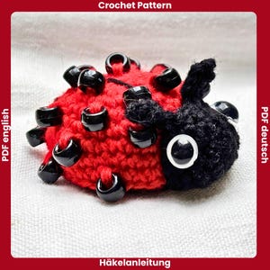 Beaded Crochet Fidget Ladybug, Crochet Pattern PDF Amigurumi Tutorial, DIY Lucky Bug Keychain, Sensory Fidget Toy, Beaded Crochet Beetle