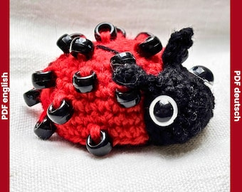 Beaded Crochet Fidget Ladybug, Crochet Pattern PDF Amigurumi Tutorial, DIY Lucky Bug Keychain, Sensory Fidget Toy, Beaded Crochet Beetle