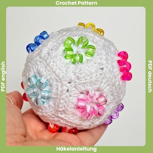 Häkelanleitung Fidget Stressball mit Perlen PDF, DIY Fidget Sensorik Spielzeug häkeln ohne Nähen, Anti Stress Ball Granny Hexagon deutsch