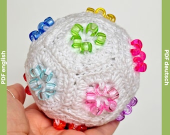 Beaded Crochet Fidget Stress Ball Pattern PDF, No Sew Sensory Toy, DIY Stress Relief Ball, Quick & Easy Granny Hexagon Crochet Fidget Toy