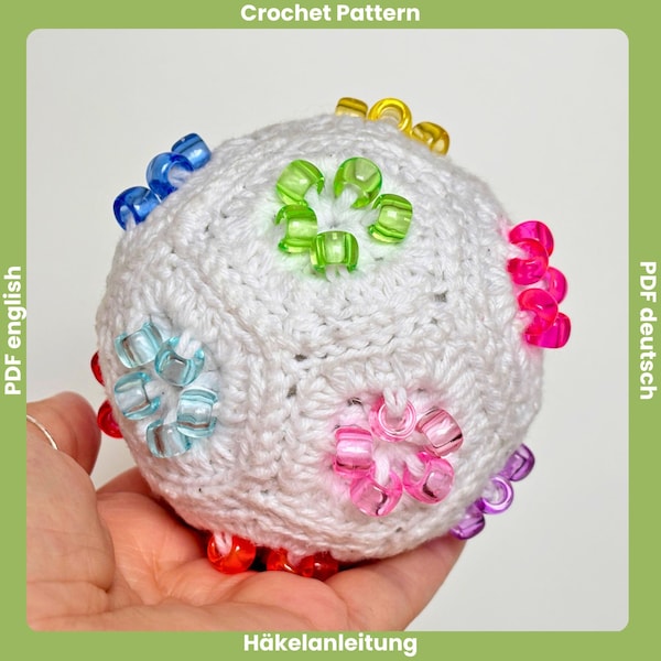 Beaded Crochet Fidget Stress Ball Pattern PDF, No Sew Sensory Toy, DIY Stress Relief Ball, Quick & Easy Granny Hexagon Crochet Fidget Toy