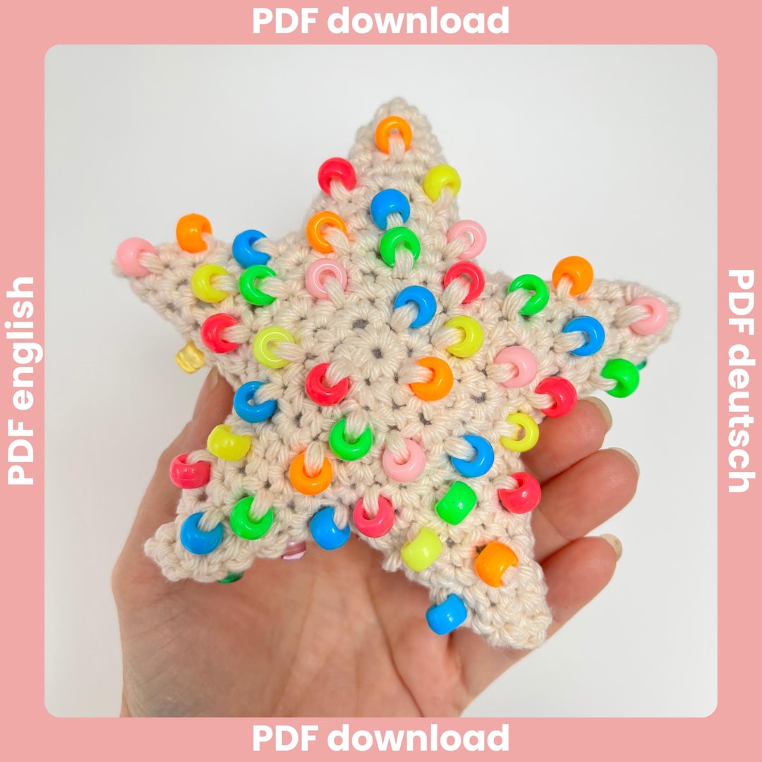 Star Beaded Crochet Fidget Pattern, Crochet Fidget Toy Pattern, No Sew ...