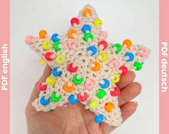 Star Beaded Crochet Fidget Pattern, Crochet Fidget Toy Pattern, No sew Crochet Pattern, Amigurumi Star,