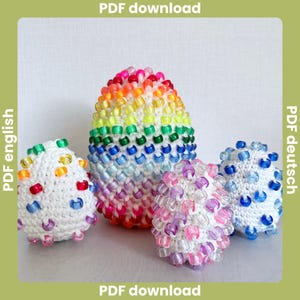 deutsche Häkelanleitung Ostereier mit Perlen, Häkelmuster für Perlen-Eier, Osterdeko & Fidget Spielzeug, PDF Anleitung, Amigurumi Ei Ostern