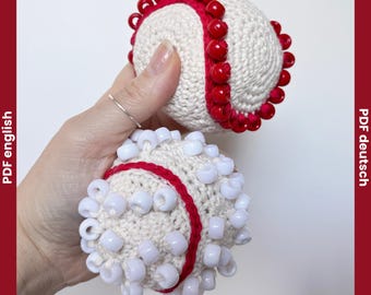 Beaded Crochet Fidget Baseball Pattern Beads | 2in1 Fidget Toy Sports Decor | Amigurumi Baseball Crochet Pattern | Sensory Toy | Stress Ball