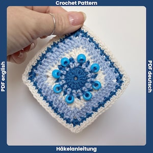 Beginner Granny Square Crochet Pattern | Beaded Crochet Fidget Square | Textured Granny Square for Blankets, Pillows, Cardigan, Step-by-Step