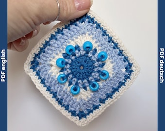 Beginner Granny Square Crochet Pattern | Beaded Crochet Fidget Square | Textured Granny Square for Blankets, Pillows, Cardigan, Step-by-Step