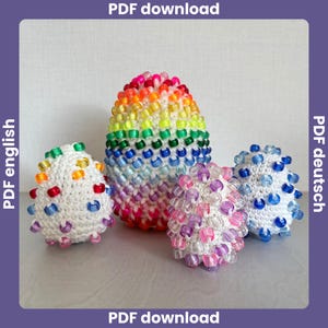 Beaded Crochet Egg Fidget Pattern, Sensory Toy Stressbal, crochetful pattern, no-sew patterning easteregg, fidget crochet toy,