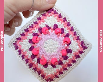 Anti Stress Granny Square PDF | Beaded Fidget Toy Crochet Pattern | Sensory Square Pattern English | Mindfulness & ADHD Gift DIY Focus Tool