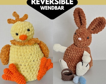 Reversible Amigurumi Crochet Pattern Easter bunny Easter chicken Reversible Doll Crochet bird Amigurumi, Crochet Animals Easter Decor pdf