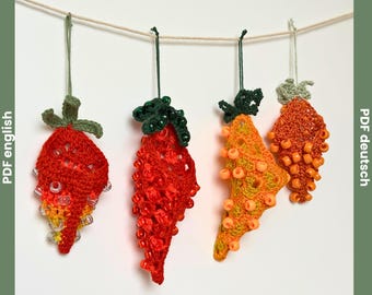 Granny Square Carrots with Beads Crochet Pattern, Easter Decor PDF, DIY Carrot Treat Pouch for Candy, Boho Easter Ornament, Stash Buster