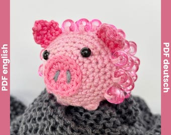Beaded Crochet Fidget Pig Pattern, Crochet Fidget Toy, Pig Amigurumi Pattern, Crochet Lucky Pig, Lucky Charm, Keychain, Pocket Plushie