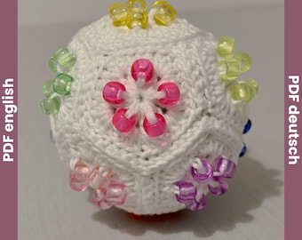 Beaded Crochet Fidget Stressball, Crochet Fidget Pattern, Easy to Crochet Fidget Toy Stress Ball, Granny Square, Nosew Crochet Pattern