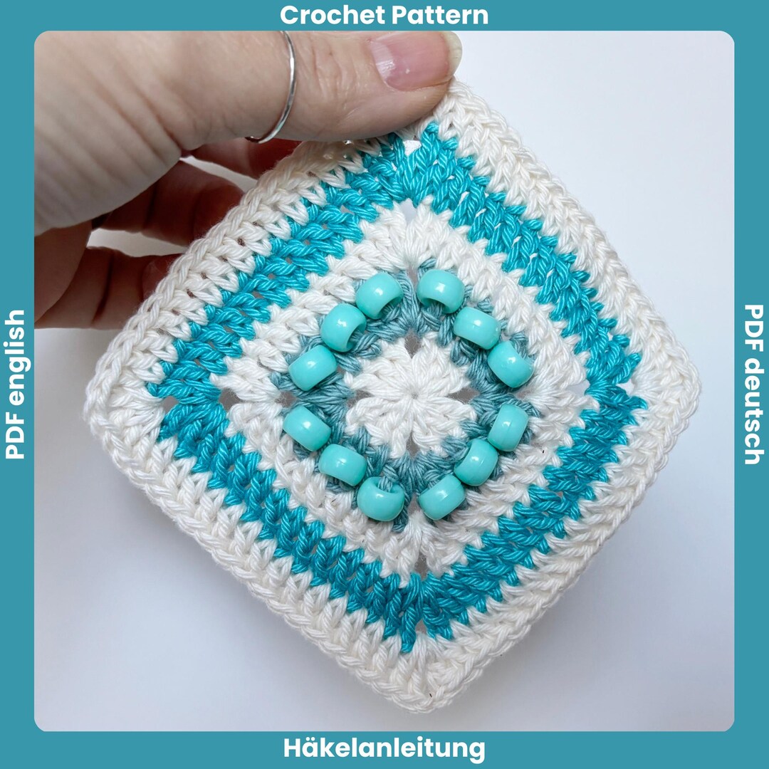Solid Granny Square Crochet Pattern With Beads | Beaded Crochet Fidget ...