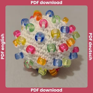 beaded stress ball crochet pattern, crochet fidget toy, beaded crochet fidget pattern, sensory toy stressball, no-sew crochet stressball