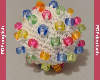 beaded stress ball crochet pattern, crochet fidget toy, beaded crochet fidget pattern, sensory toy stressball, no-sew crochet stressball