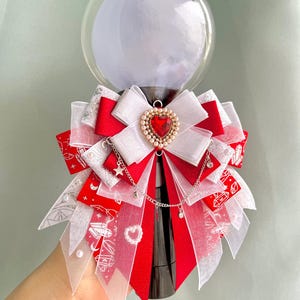 Fiocco di nastro luminoso, rosso e bianco, decorazione Kpop, papillon, ciondolo per portachiavi, accessorio per concerti fatto a mano