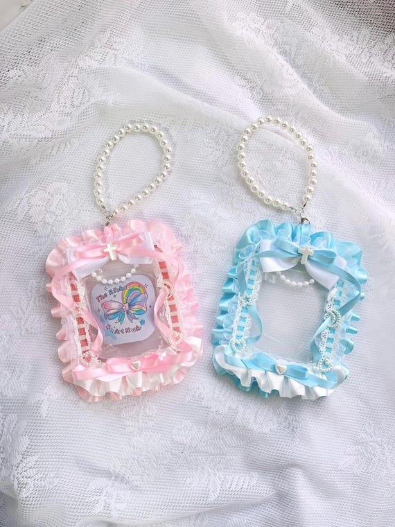 Kpop Photocard Holder (2PCS), Blue & Pink Lace Itabag Accessory