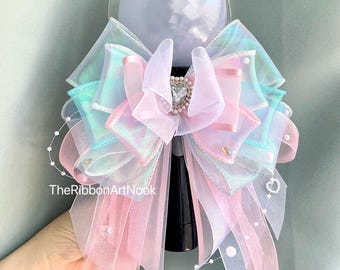 ZB1 Light Stick Ribbon Bow, Iridescent bow, Handmade K-Pop Concert Accessory, Lightstick Decoration