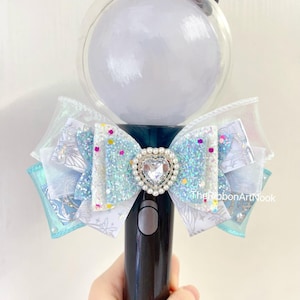 Lightstick Ribbon Bow, Idol Group Lightstick Bows, Bow Tie Gem Custom Accessories Music Gift, Custom Kpop Concert Fan LightStick Accessories