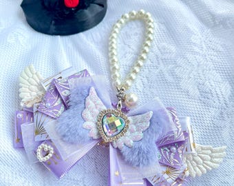 Lazo de cinta con luz morada, accesorio de concierto de K-Pop hecho a mano, decoración K-pop, pajarita, llavero, decoración ItaBag