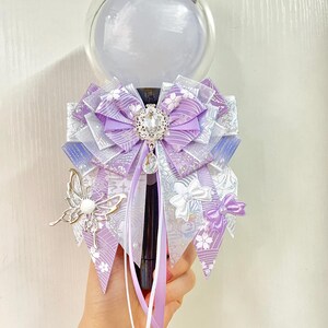 Pink Lightstick Ribbon Bow, Kpop Decoration, Bow Tie, Keychain Bag Charm, Handmade Concert Accessory, Anime ItaBag Deco image 5