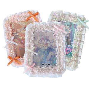 Kaarthouder, 3-delig, schattige fotokaarthouder, Kpop-fotokaarthouder, Itabag-accessoire, toploaderstandaard, Toploaderdeco