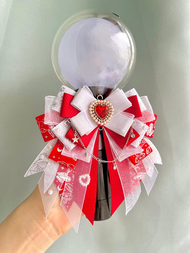 Concert Hand Ribbon Lightstick Ribbon Bow , Red & White , Kpop Decoration, Bow Tie ...