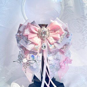 Pink Lightstick Ribbon Bow, Kpop Decoration, Bow Tie, Keychain Bag Charm, Handmade Concert Accessory, Anime ItaBag Deco image 2