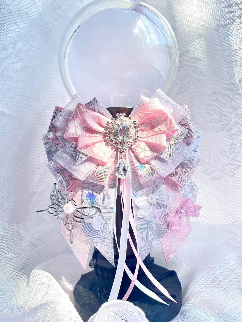 Pink Lightstick Ribbon Bow, Kpop Decoration, Bow Tie, Keychain Bag Charm, Handmade Concert Accessory, Anime ItaBag Deco image 2