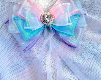 Handmade Light Stick Ribbon Bow, K-Pop Concert Accessory, Iridescent Bow, Seventeen LightStick Decoration