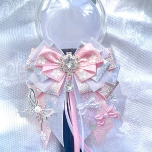 Pink Lightstick Ribbon Bow, Kpop Decoration, Bow Tie, Keychain Bag Charm, Handmade Concert Accessory, Anime ItaBag Deco image 3