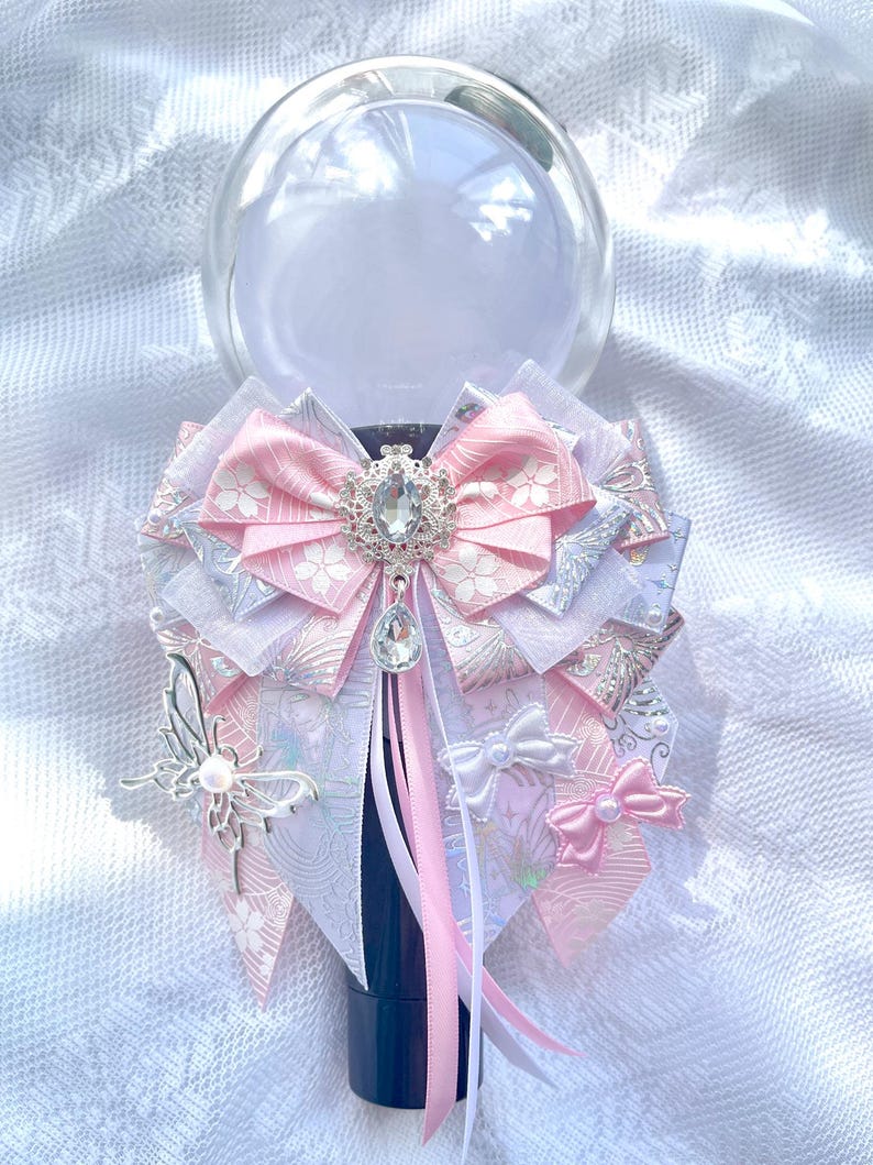 Pink Lightstick Ribbon Bow, Kpop Decoration, Bow Tie, Keychain Bag Charm, Handmade Concert Accessory, Anime ItaBag Deco image 3