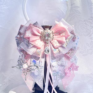 Fiocco di nastro luminoso rosa, decorazione Kpop, papillon, ciondolo portachiavi per borsa, accessorio per concerti fatto a mano, decorazione Anime ItaBag