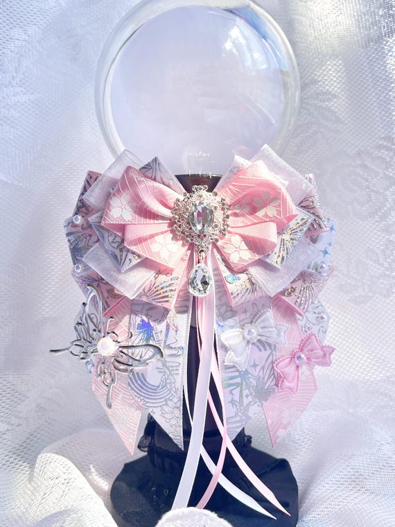 Pink Lightstick Ribbon Bow, Kpop Decoration, Bow Tie, Keychain Bag Charm, Handmade Concert Accessory, Anime ItaBag Deco