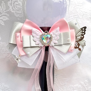 Light Stick Ribbon Bow, Pink, Handmade Ribbon Bow, Light Stick Accessory, Itabag Accessory, Concert Accessory, Bow for all lightstick K-pop