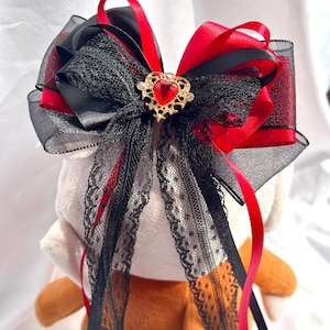 Hair bow - Black & Red, Jirai Kei Bow Hair Clip Fairy Kei Decora, Romantic Victorian Pastelgoth Goth Princess Fashion Lolita Harajuku Kawaii