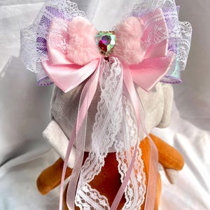 Hair bow - Pink&Purple, Jirai Kei Bow Hair Clip Fairy Kei Decora, Romantic Victorian Pastelgoth Goth Princess Fashion Lolita Harajuku Kawaii